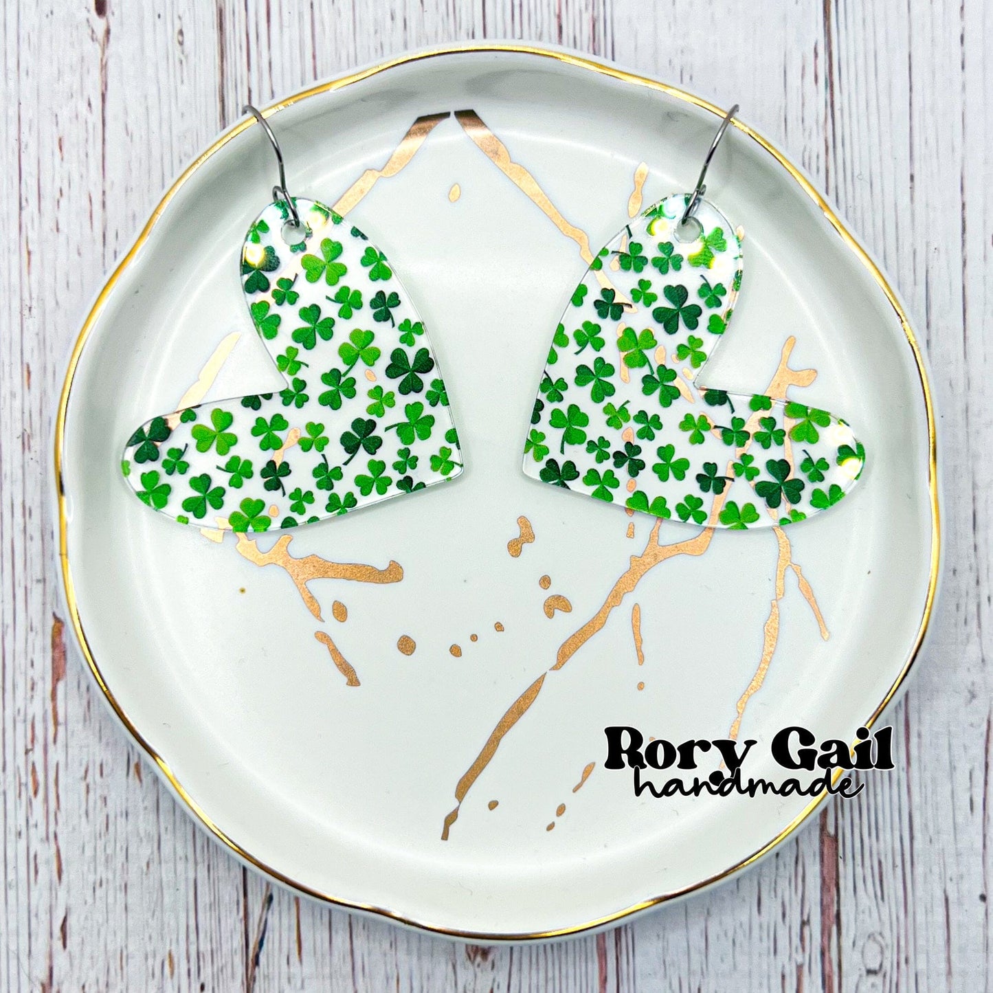 Rory Gail Handmade Clover Heart Acrylic Earrings