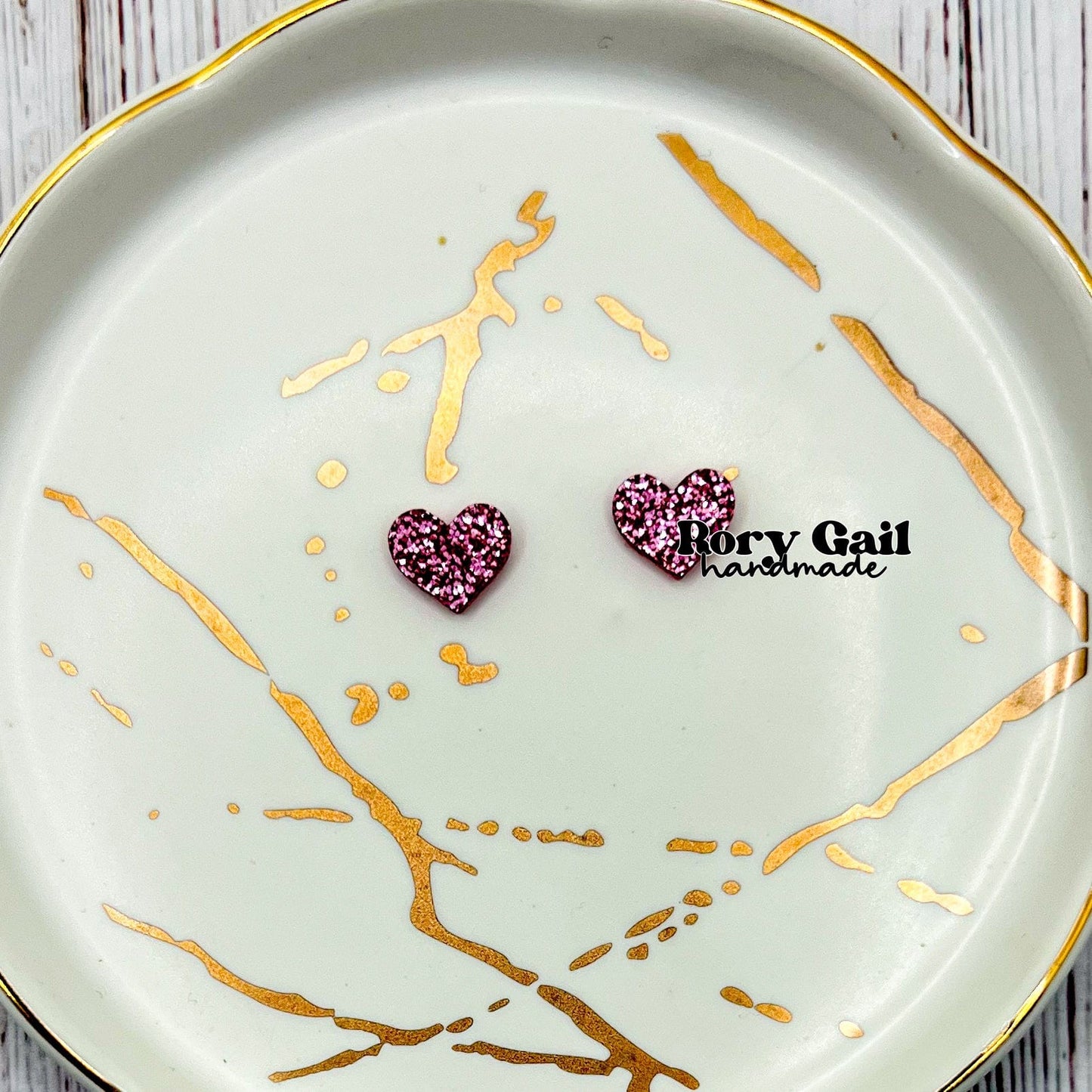 Rory Gail Handmade Earrings Glitter Pink Acrylic Stud Earrings