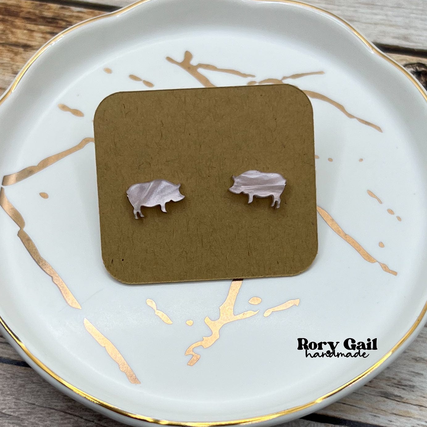 Rory Gail Handmade Earrings Pearled Piggies Acrylic Stud Earrings