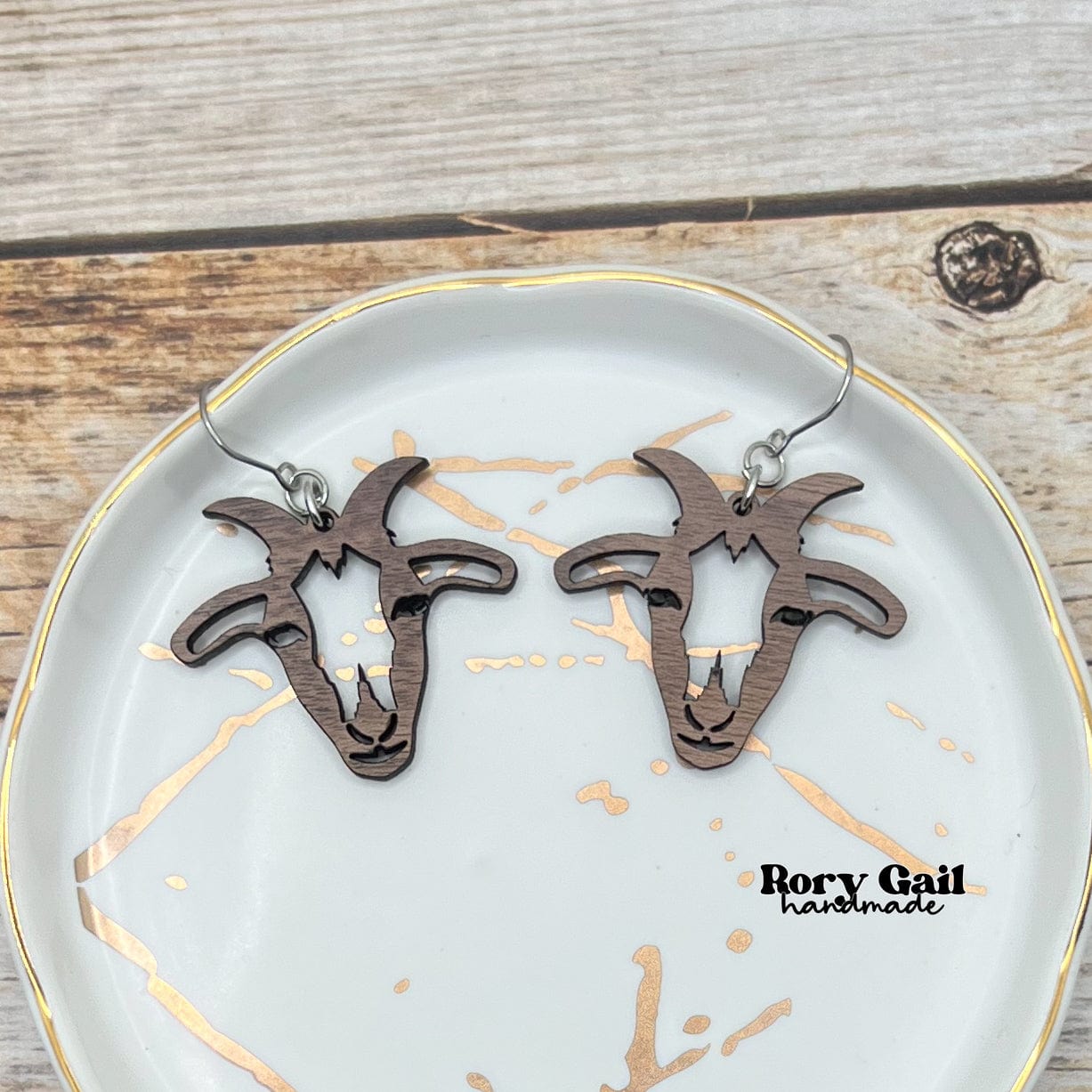Rory Gail Handmade Goat Wood Earrings