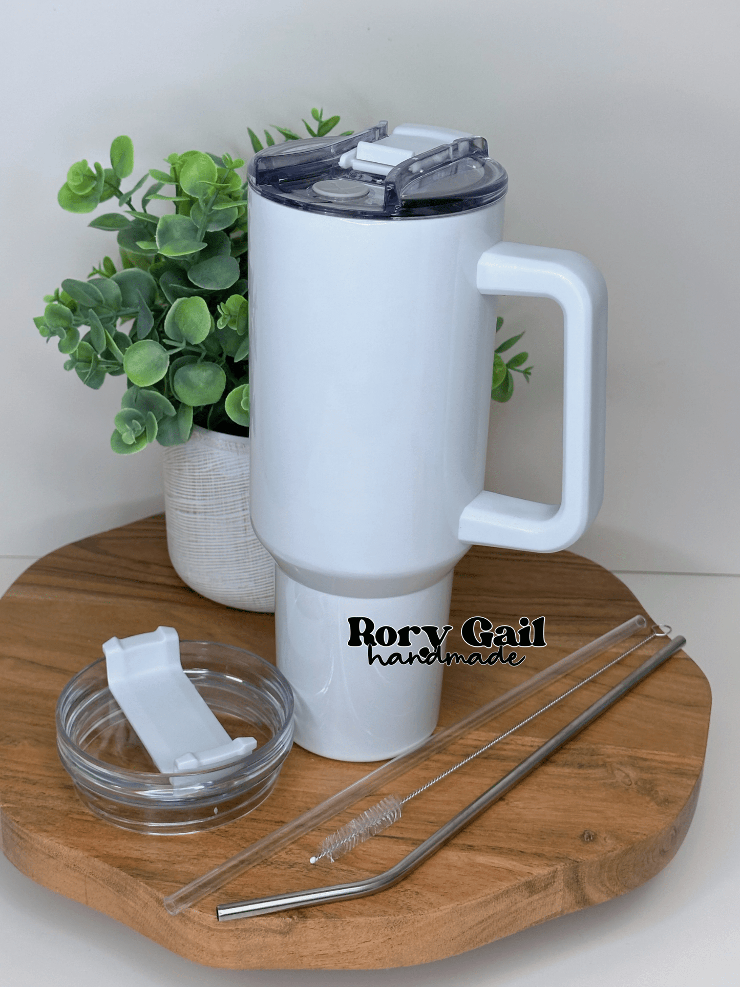 Rory Gail Handmade Light Grey 40oz Quencher