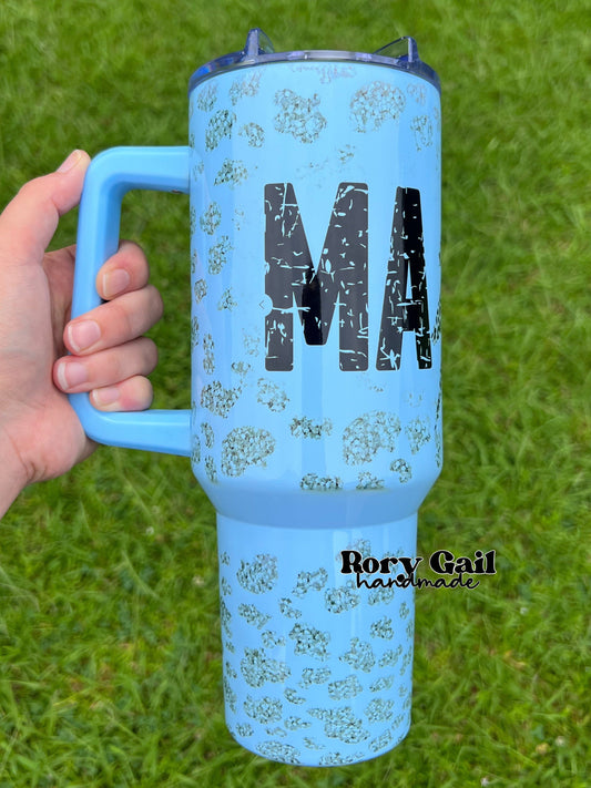 Rory Gail Handmade Leopard Bolt Mama 40oz Quencher