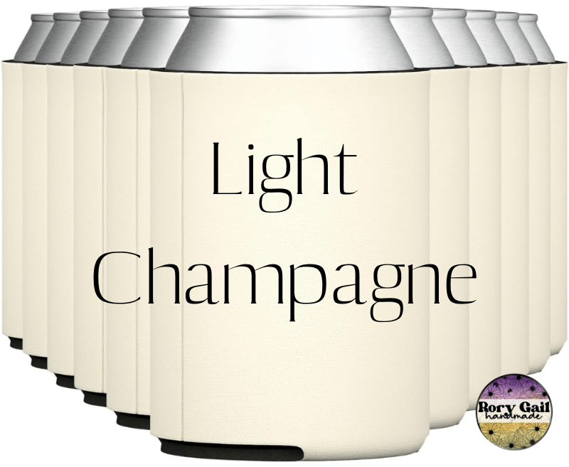 Rory Gail Handmade Light Champagne WHOLESALE Business Name/Logo Can Coolers