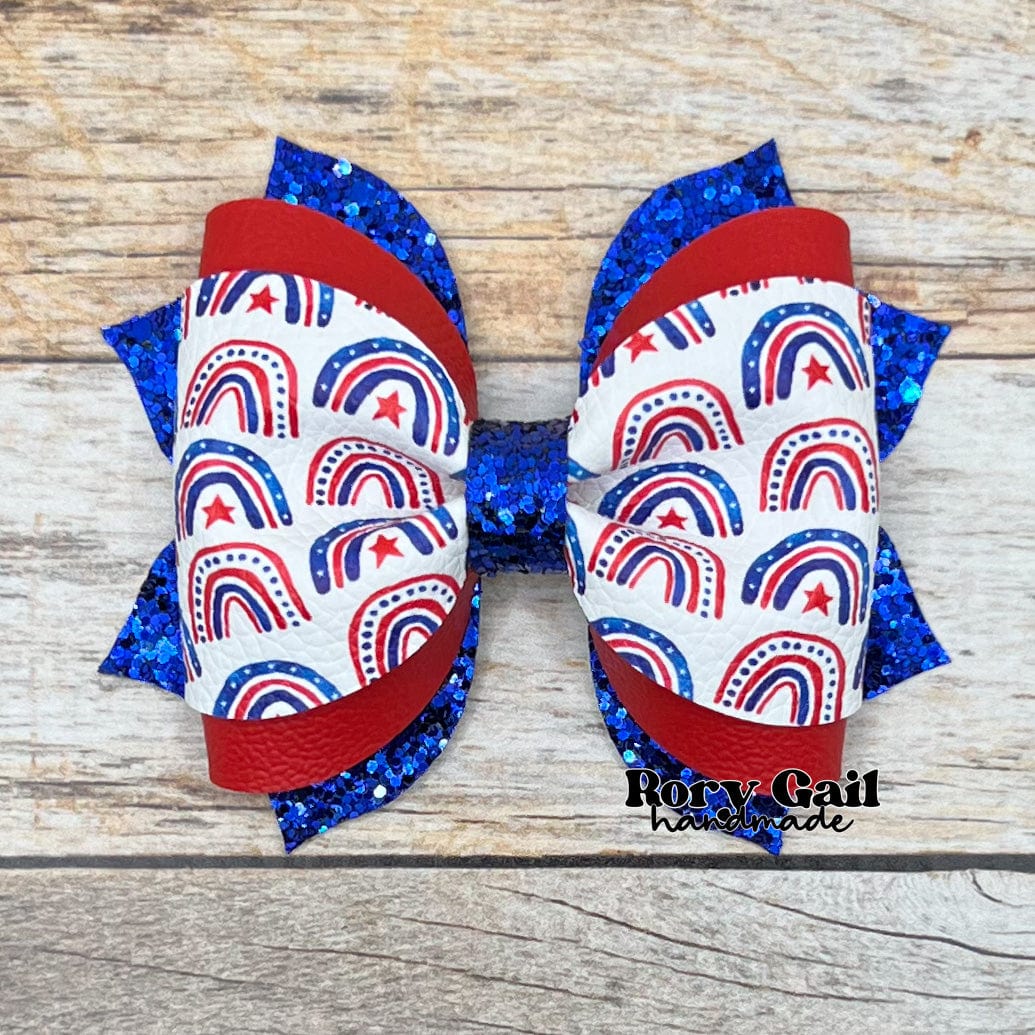 Rory Gail Handmade RWB Rainbows 3.5” Phoebe Bow