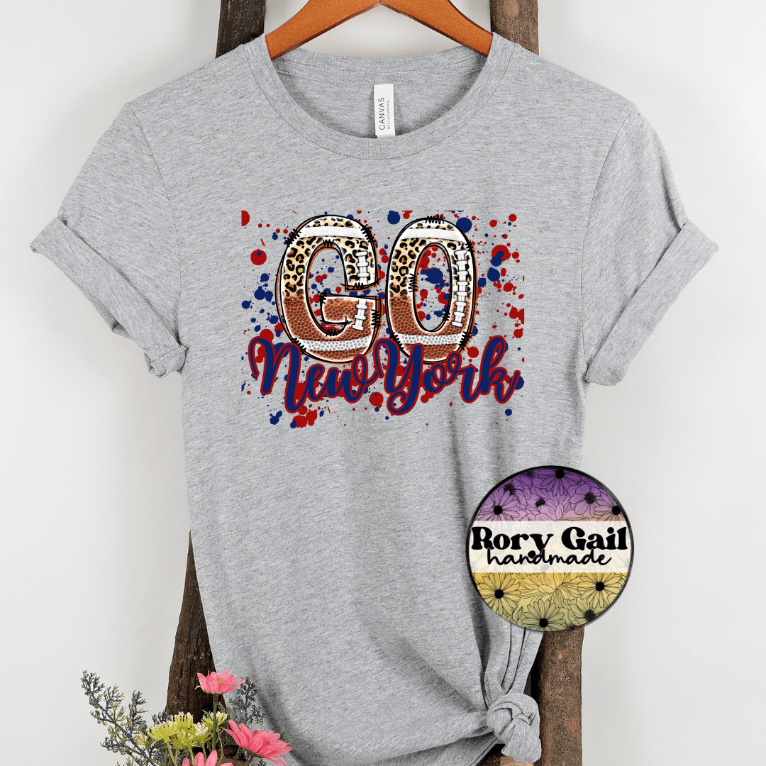 Rory Gail Handmade T-Shirt New York (Blue/Red) Football Cities Adult Tee