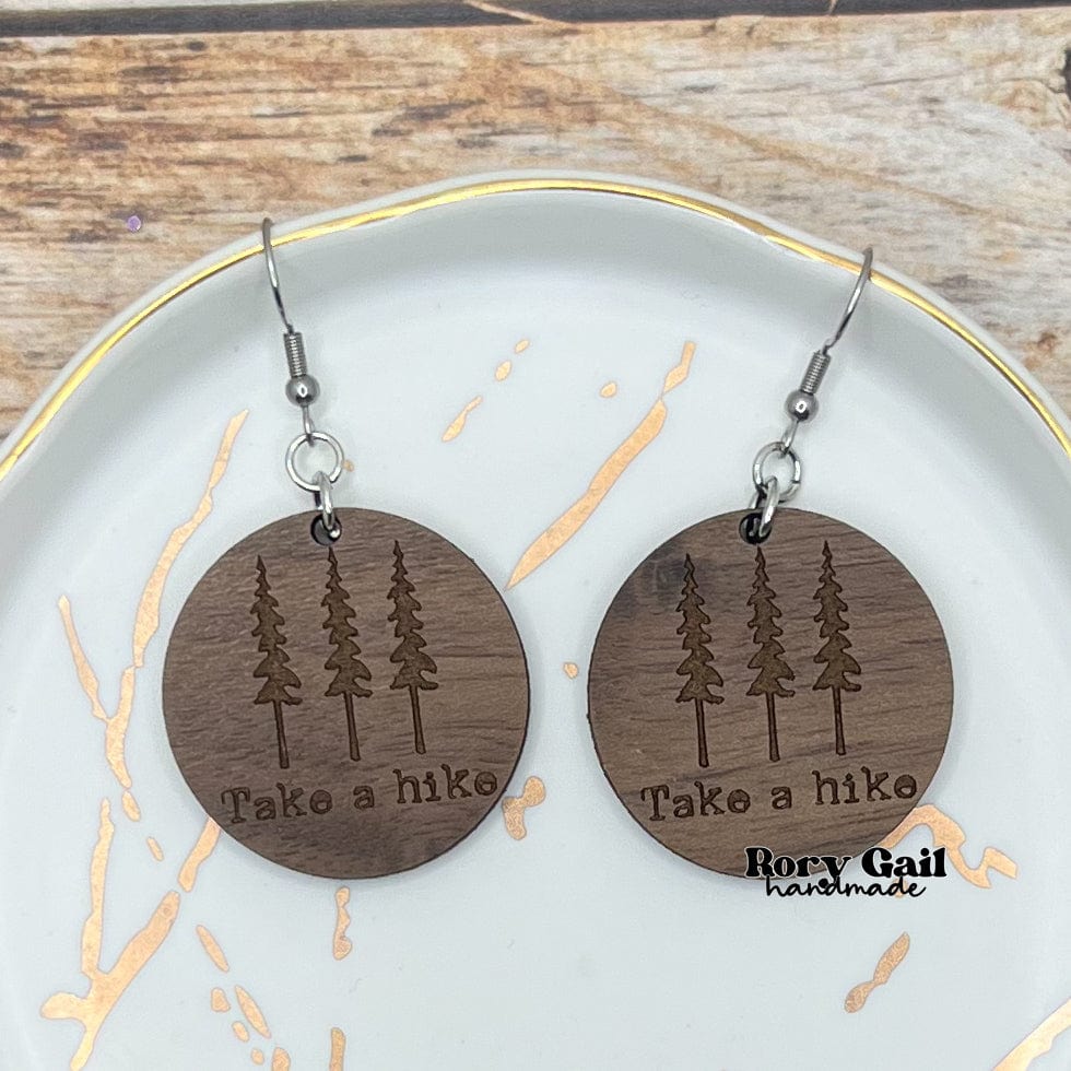 Rory Gail Handmade Take A Hike Trees Wood Circle Earrings