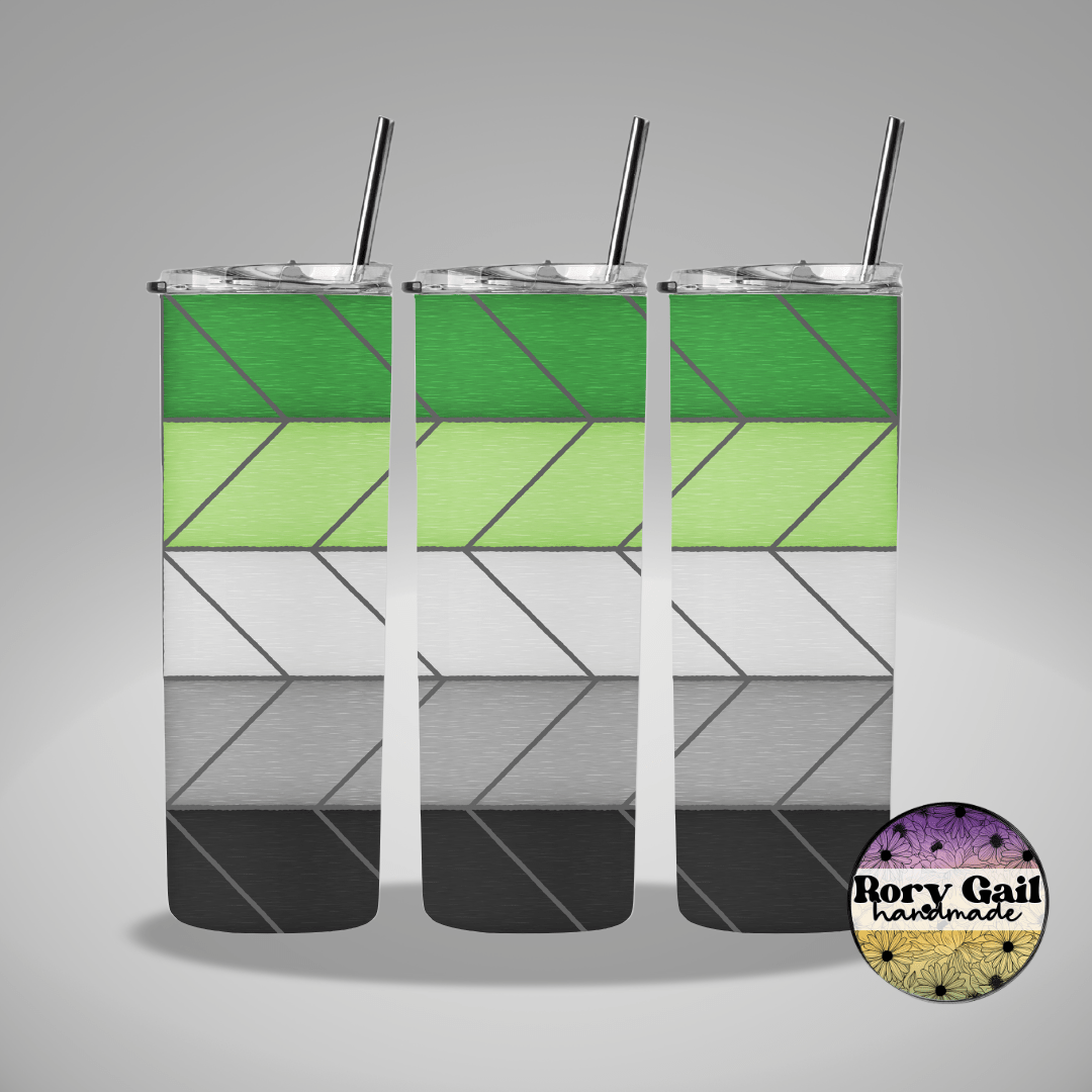 Rory Gail Handmade Tumblers Aromantic Pride Flag Stained Glass Pride 20oz Tumblers