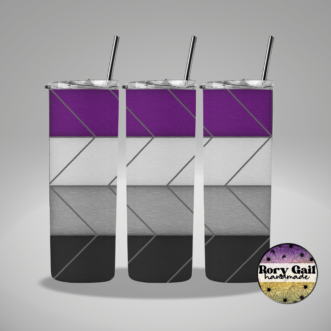 Rory Gail Handmade Tumblers Asexual Pride Flag Stained Glass Pride 20oz Tumblers