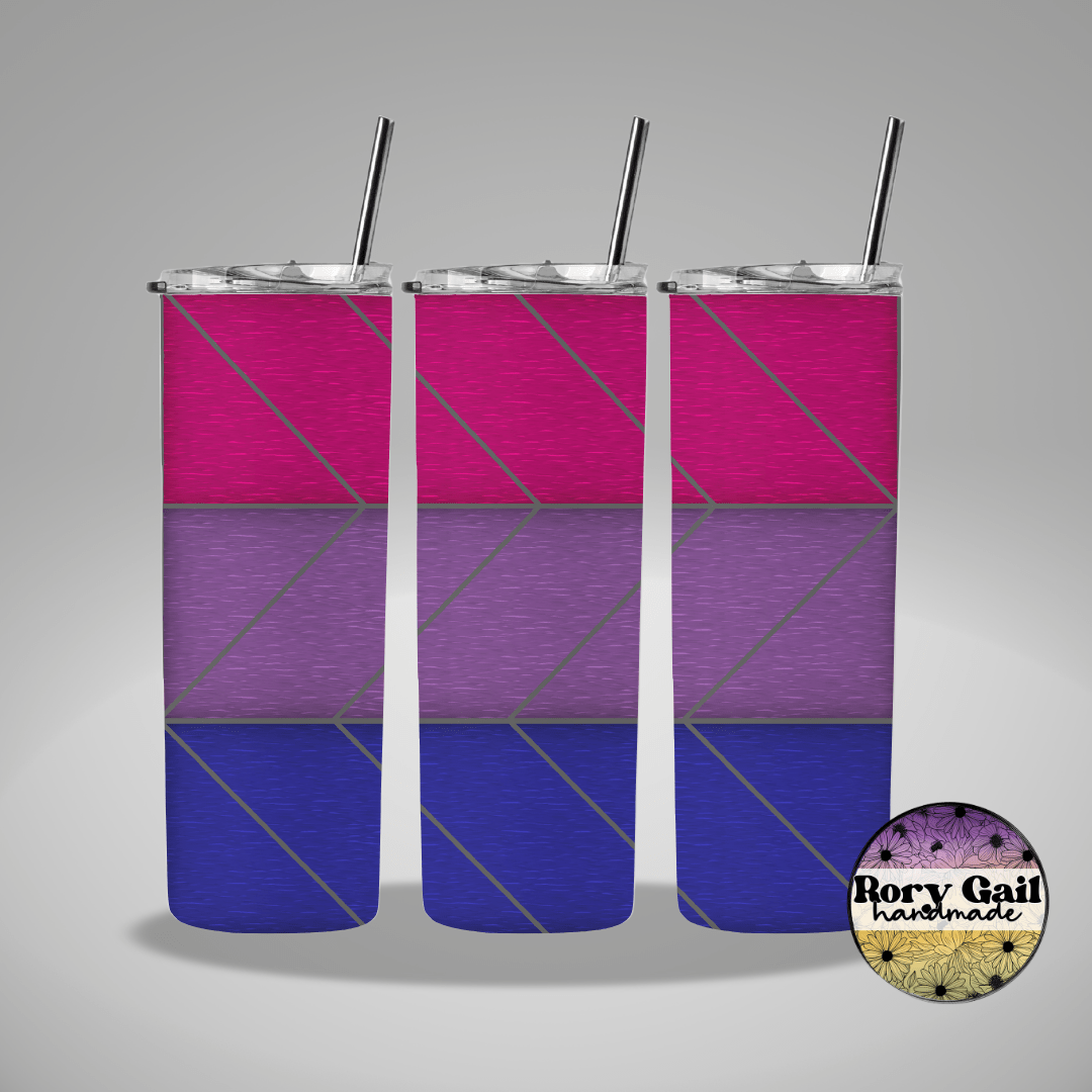Rory Gail Handmade Tumblers Bisexual Pride Flag Stained Glass Pride 20oz Tumblers