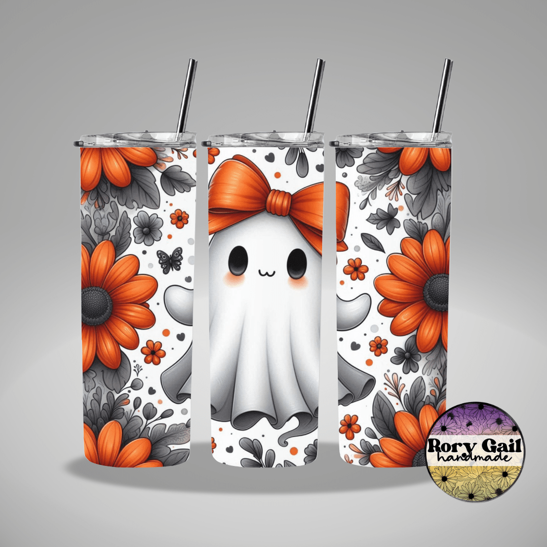 Rory Gail Handmade Tumblers Fall Bow Ghost 20oz Tumbler