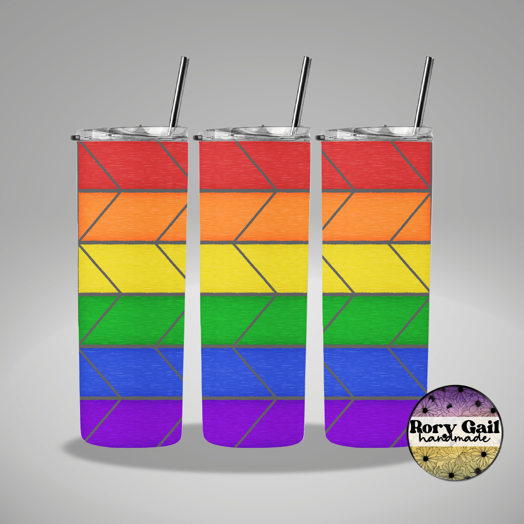 Rory Gail Handmade Tumblers Gay Pride Flag Stained Glass Pride 20oz Tumblers