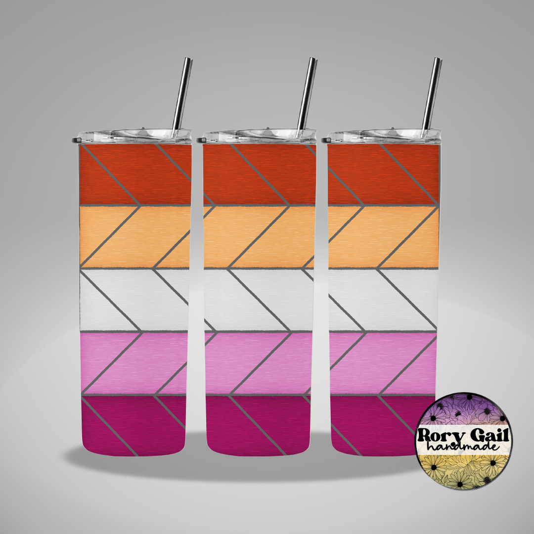 Rory Gail Handmade Tumblers Lesbian Pride Flag Stained Glass Pride 20oz Tumblers