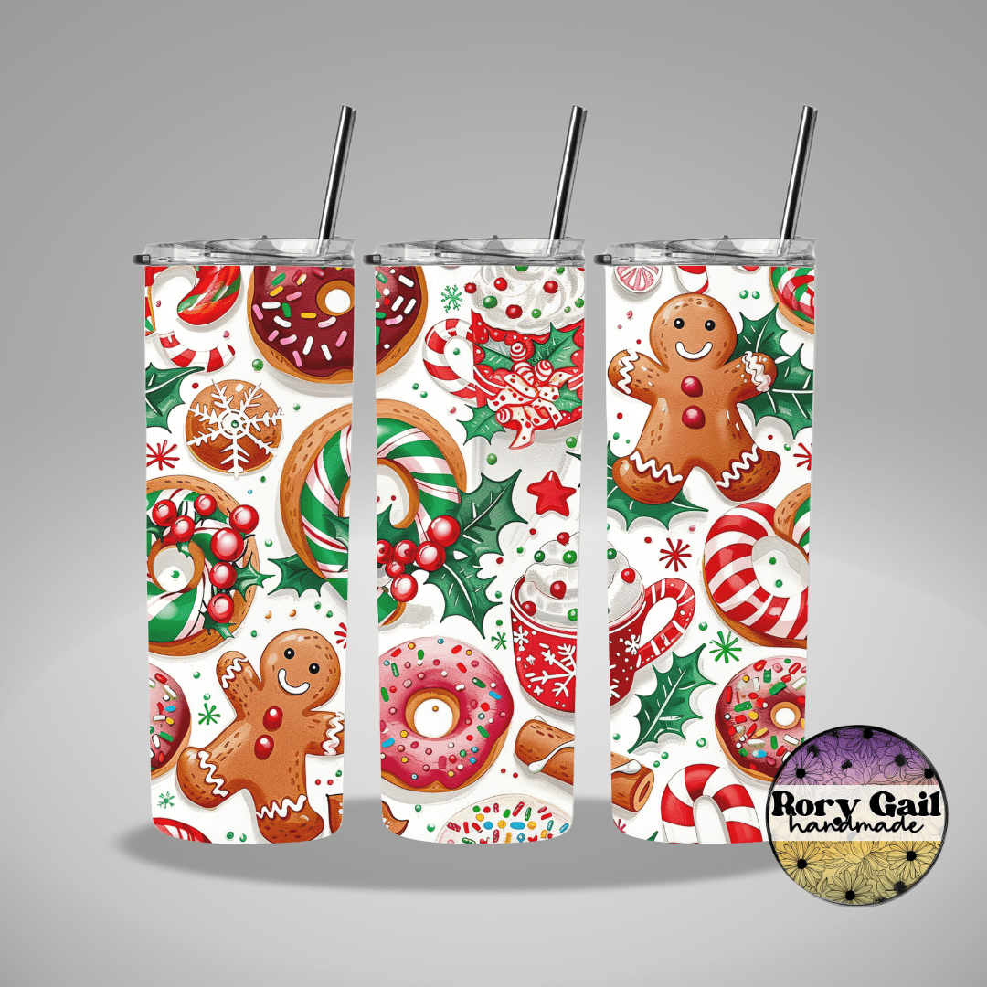 Rory Gail Handmade Tumblers Red & Green Christmas Treats 20oz Tumbler