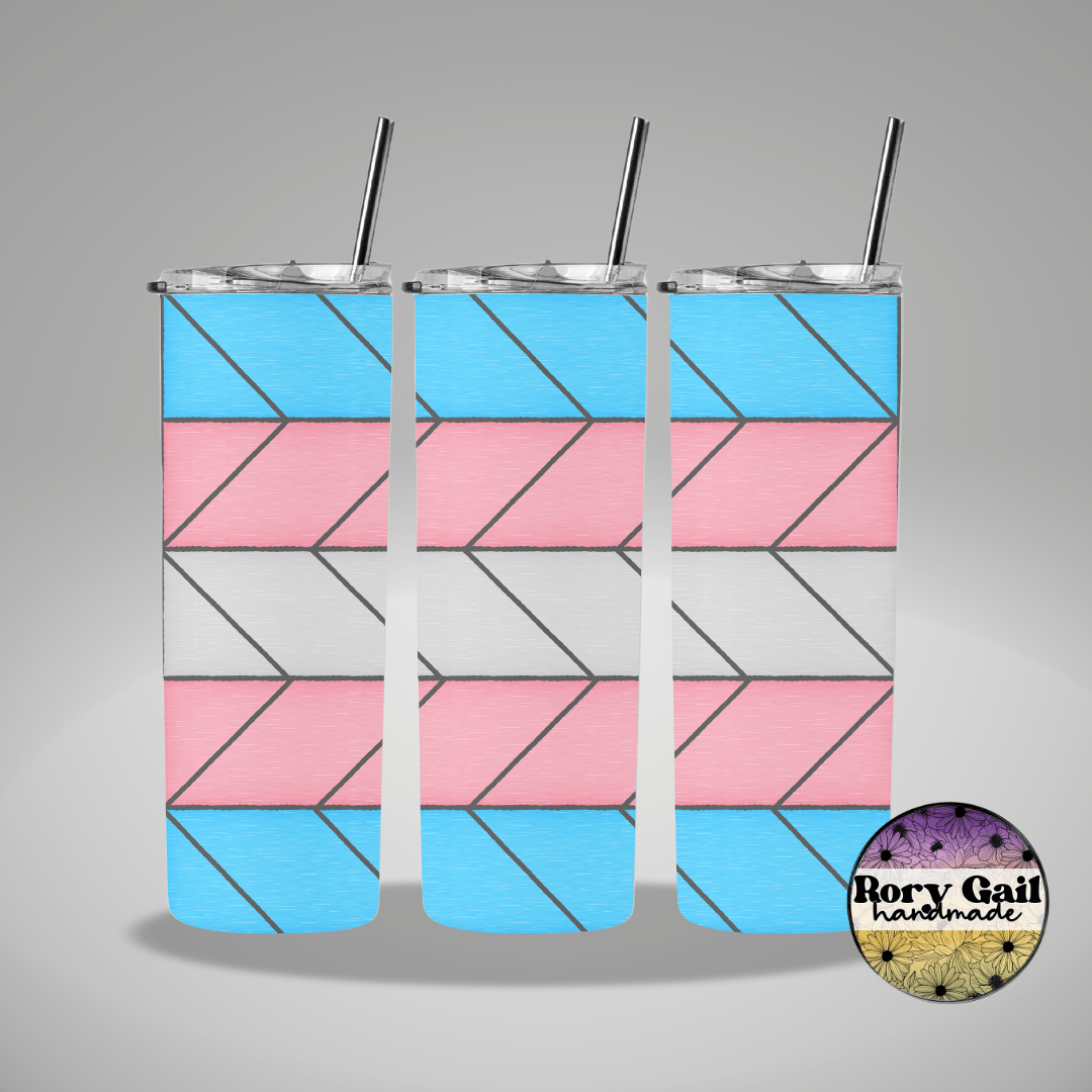 Rory Gail Handmade Tumblers Transgender Pride Flag Stained Glass Pride 20oz Tumblers
