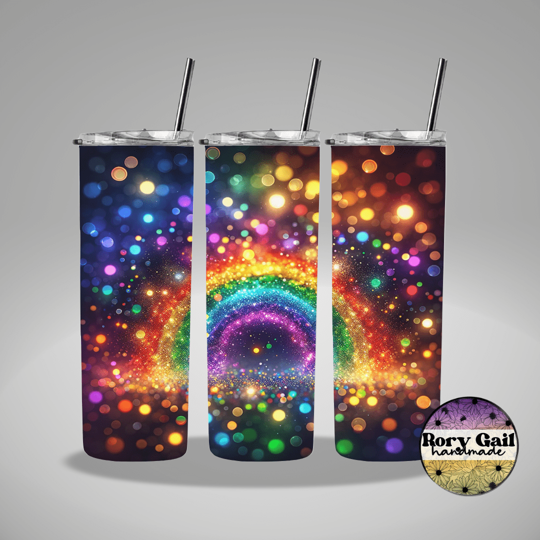 Rory Gail Handmade Tumblers Whimsy Rainbow Glitter 4 Whimsy Glitter Rainbow 20oz Tumblers
