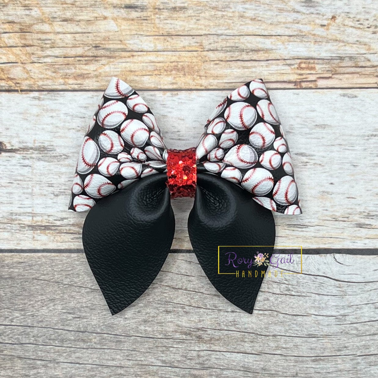 Rory Gail Handmade Baseball 3 inch Sailor Bow