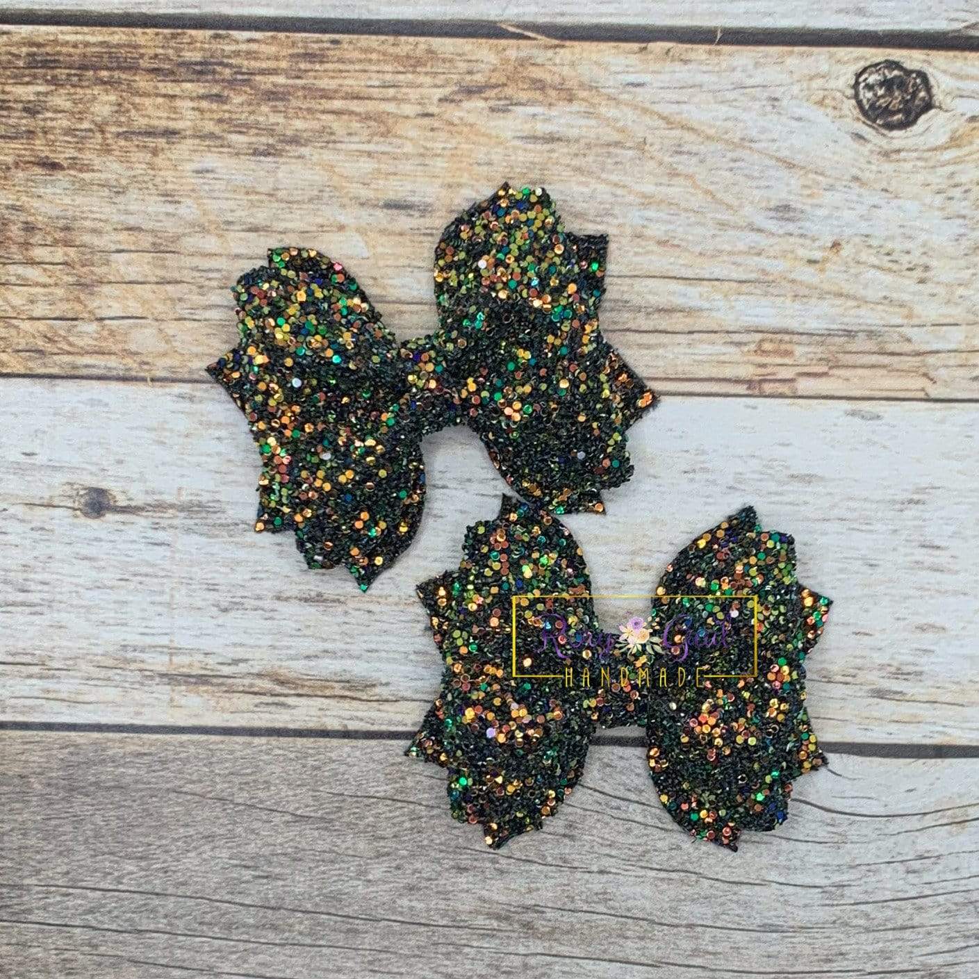 Rory Gail Handmade Bows 2 inch Piggies Frog Prince Fall Glitter