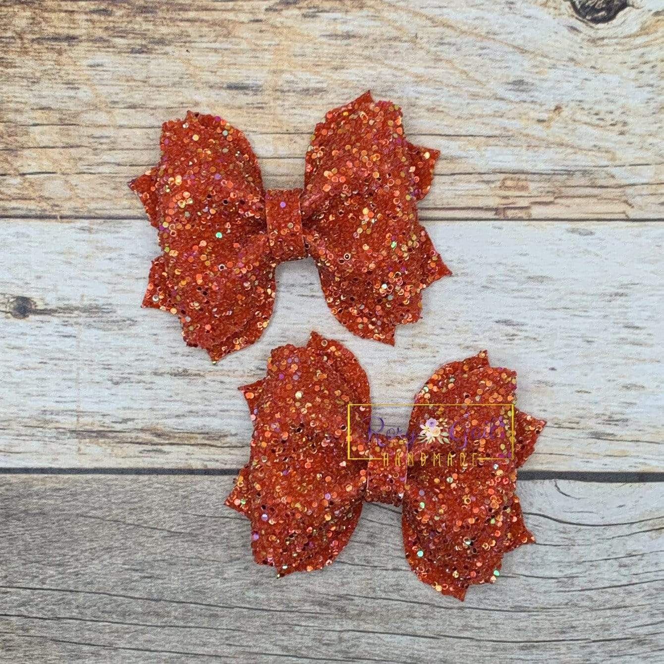 Rory Gail Handmade Bows 2 inch Piggies Pumpkin Patch Fall Glitter