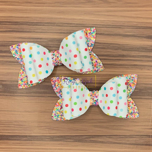 Rory Gail Handmade Bows 3 inch Piggies Confetti Dots