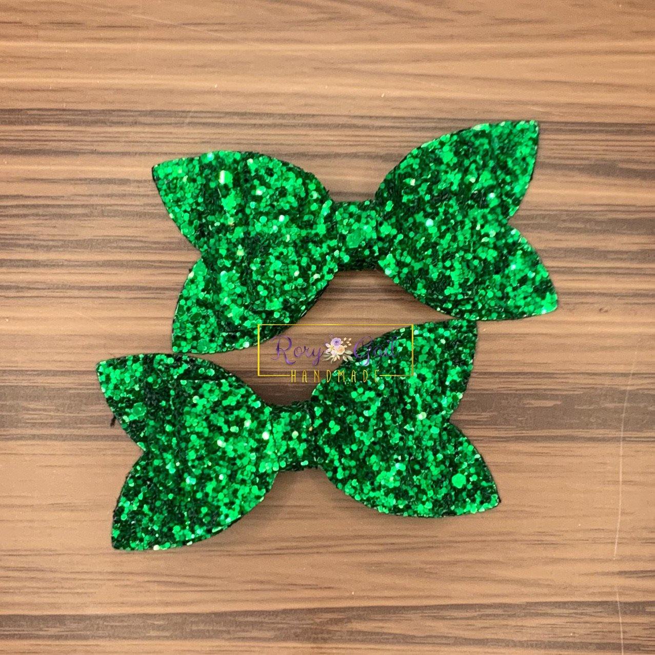Rory Gail Handmade Bows 3 inch Piggies Jalapeño Glitter