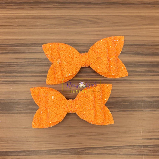 Rory Gail Handmade Bows 3 inch Piggies Tangerine Ice Glitter