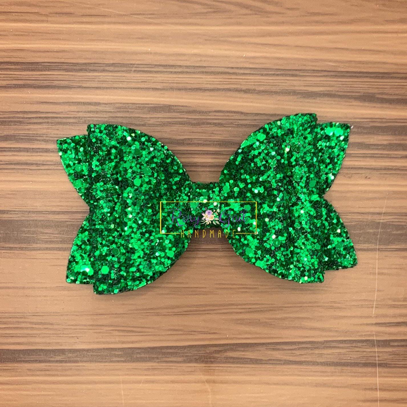 Rory Gail Handmade Bows 4 inch Jalapeño Glitter
