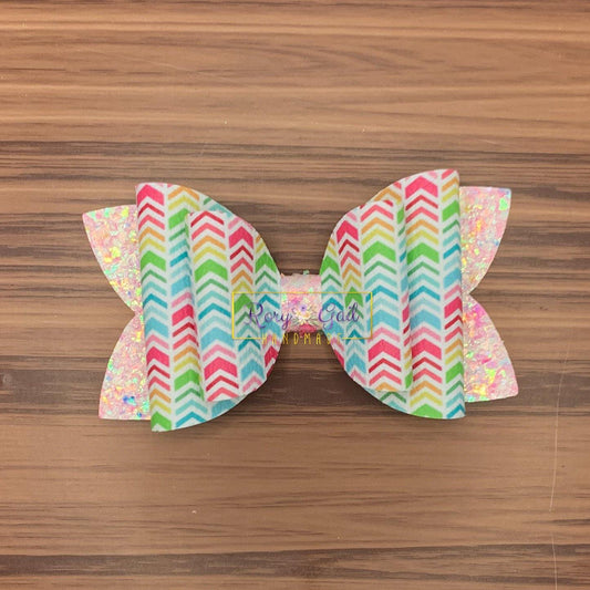 Rory Gail Handmade Bows 4 inch Rainbow Chevron