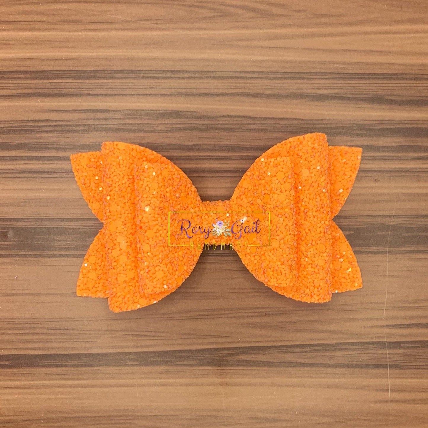 Rory Gail Handmade Bows 4 inch Tangerine Ice Glitter