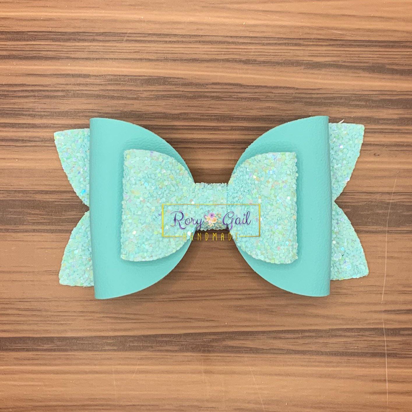 Rory Gail Handmade Bows Blue Pastel 4 inch Double Diva Bow