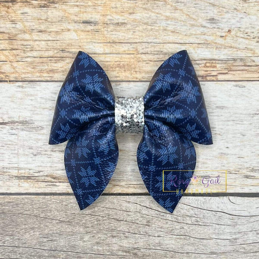Rory Gail Handmade Bows Blue Snowflake 3 inch Sailor Bow
