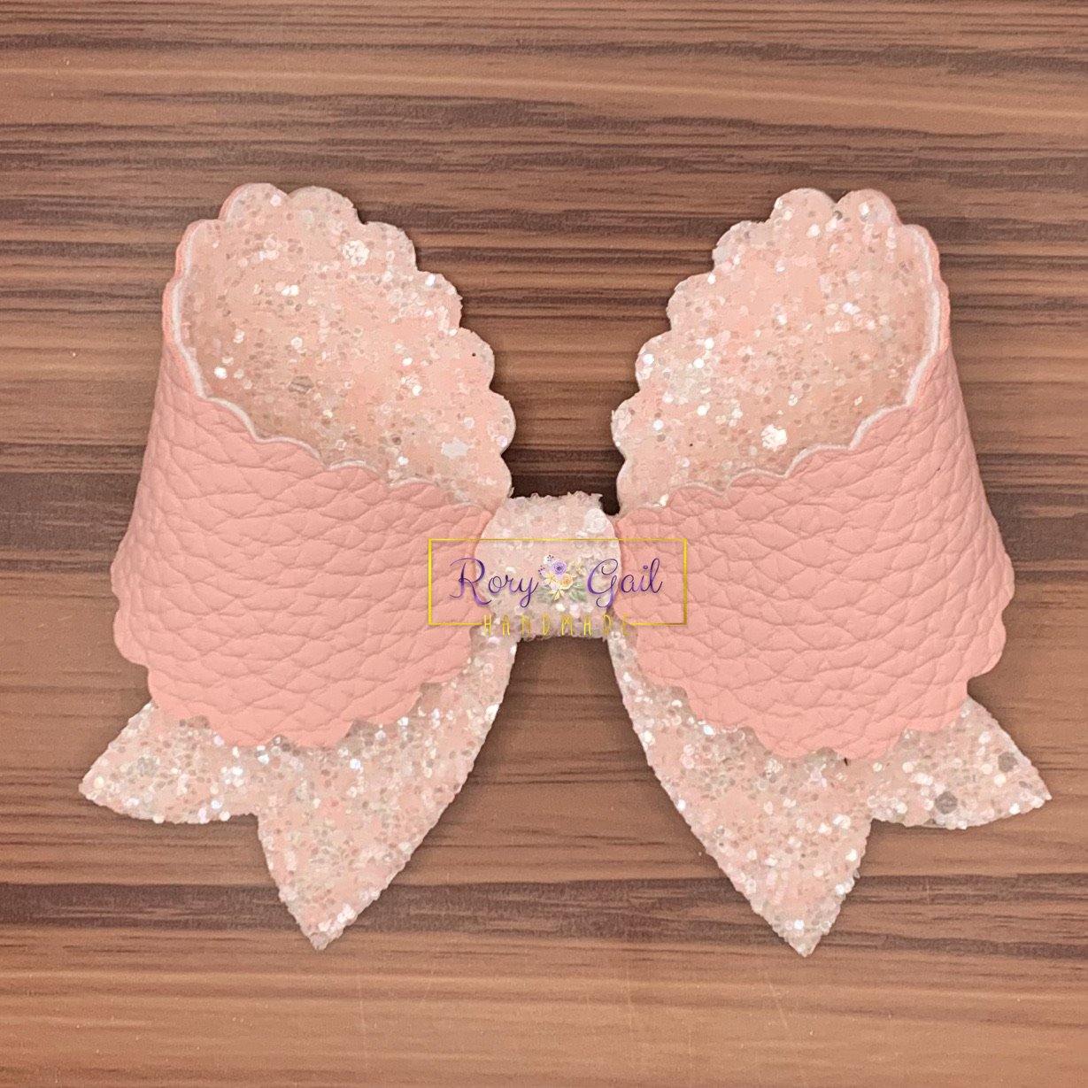 Rory Gail Handmade Bows Blush Spring Solids 4 inch Fancy Scalloped Bow