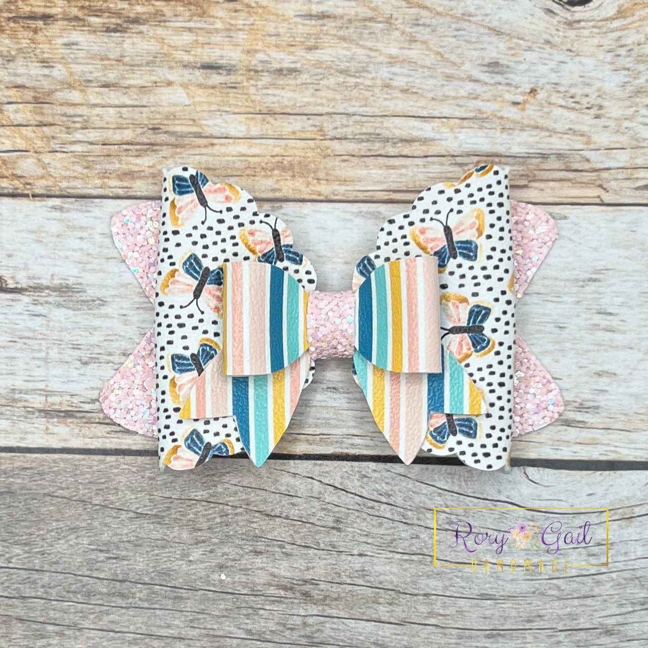 Rory Gail Handmade Bows Butterflies and Dashes 3.5 inch Magnolia Bow