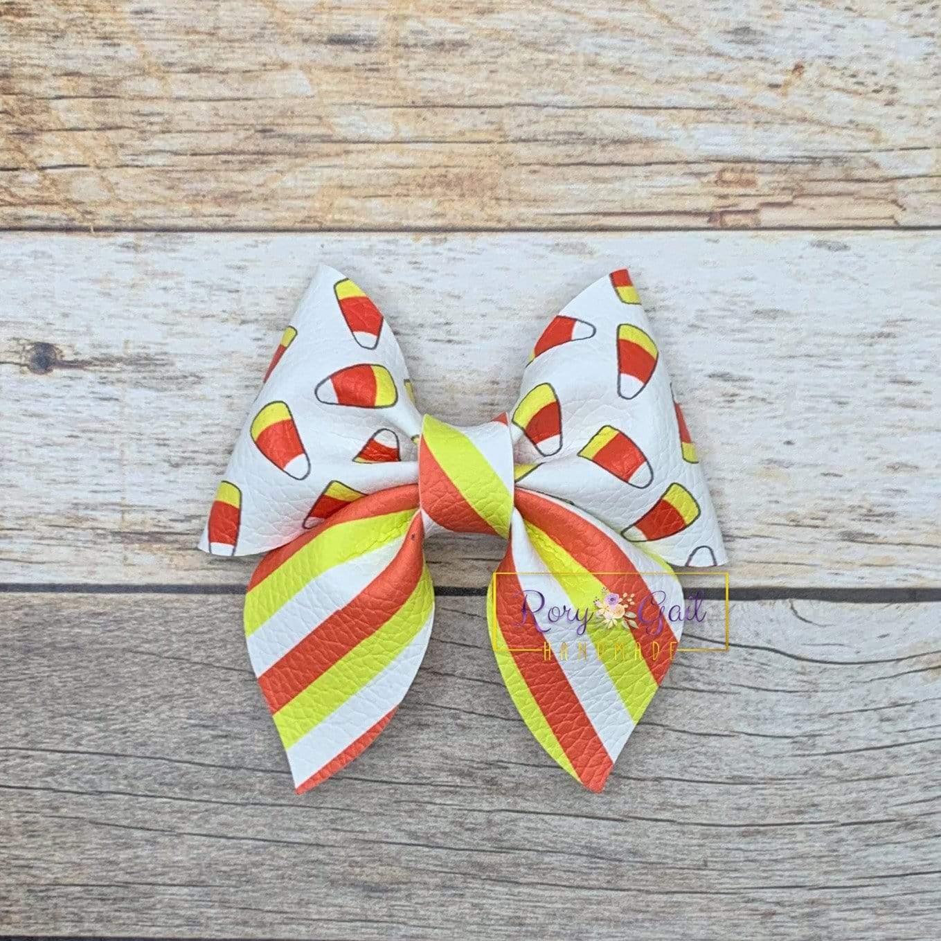 Rory Gail Handmade Bows Candy Corn with Stripes 3 inch Sailor Bow