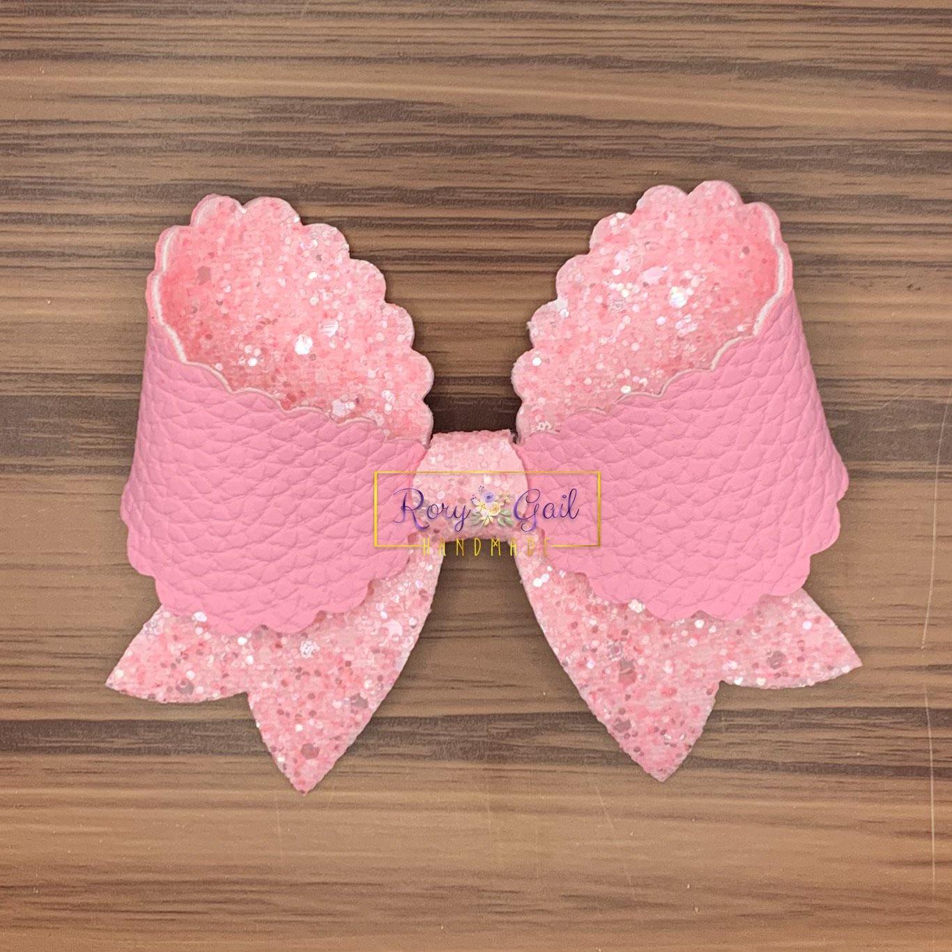 Rory Gail Handmade Bows Carnation Spring Solids 4 inch Fancy Scalloped Bow