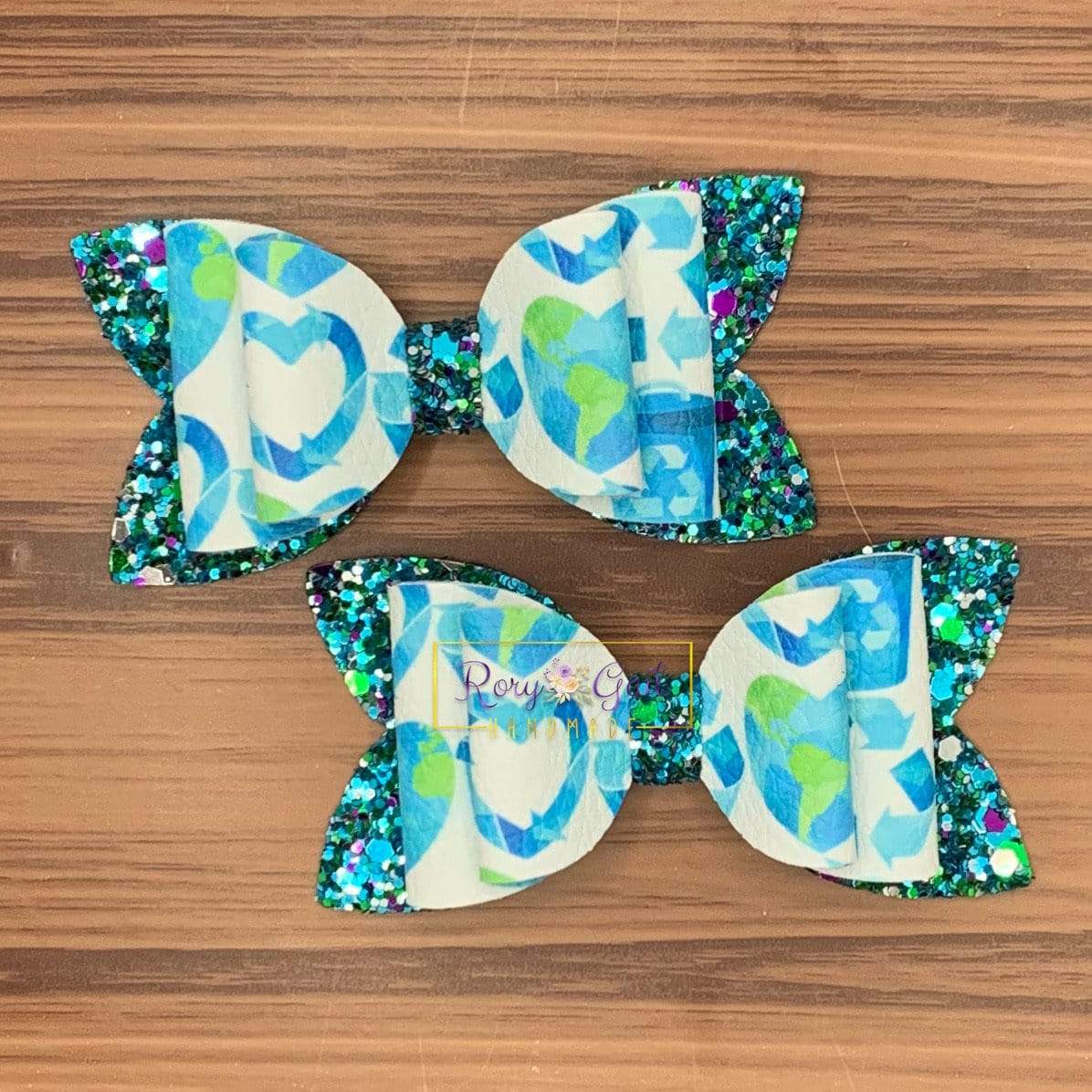 Rory Gail Handmade Bows Earth Day 3” Double Diva Piggies