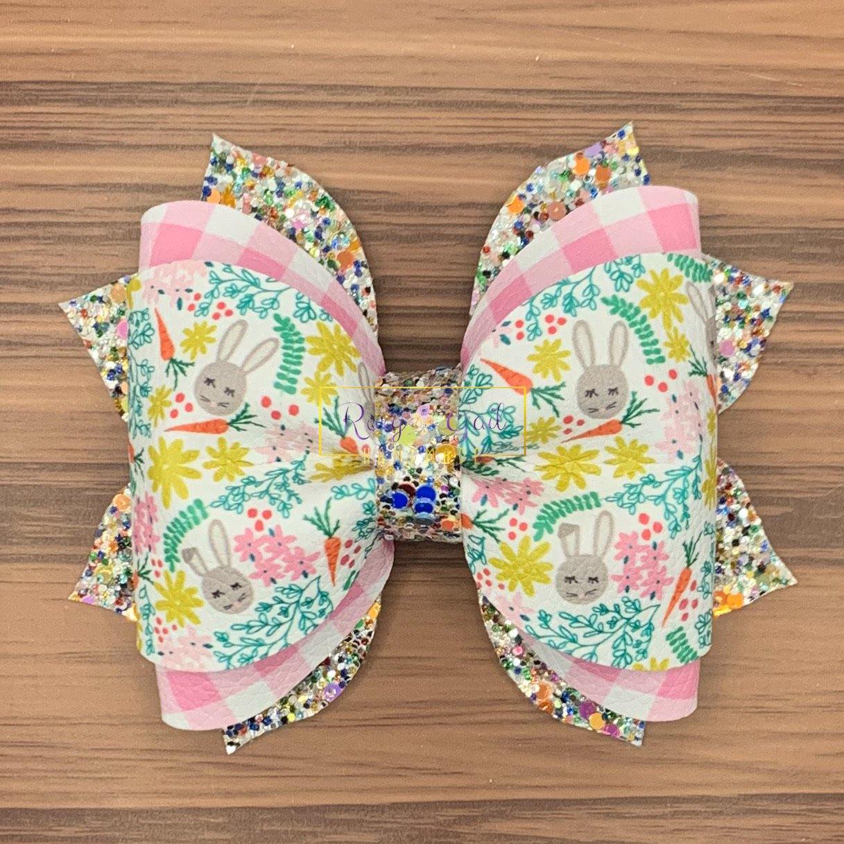 Rory Gail Handmade Bows Floral Bunny 4 inch Phoebe Bow