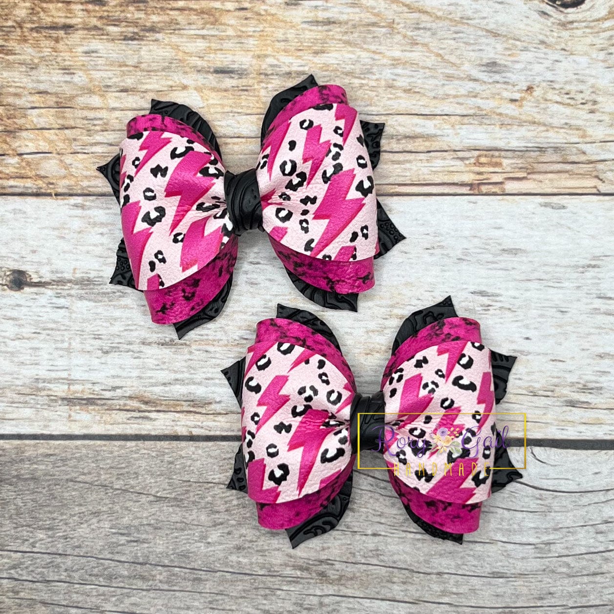 Rory Gail Handmade Bows Leopard Bolts 2.5 inch Phoebe Piggies