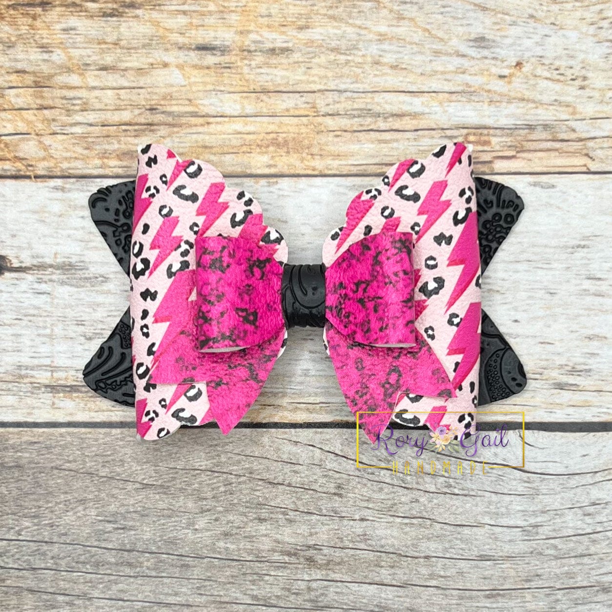 Rory Gail Handmade Bows Leopard Bolts 3.5 inch Magnolia Bow