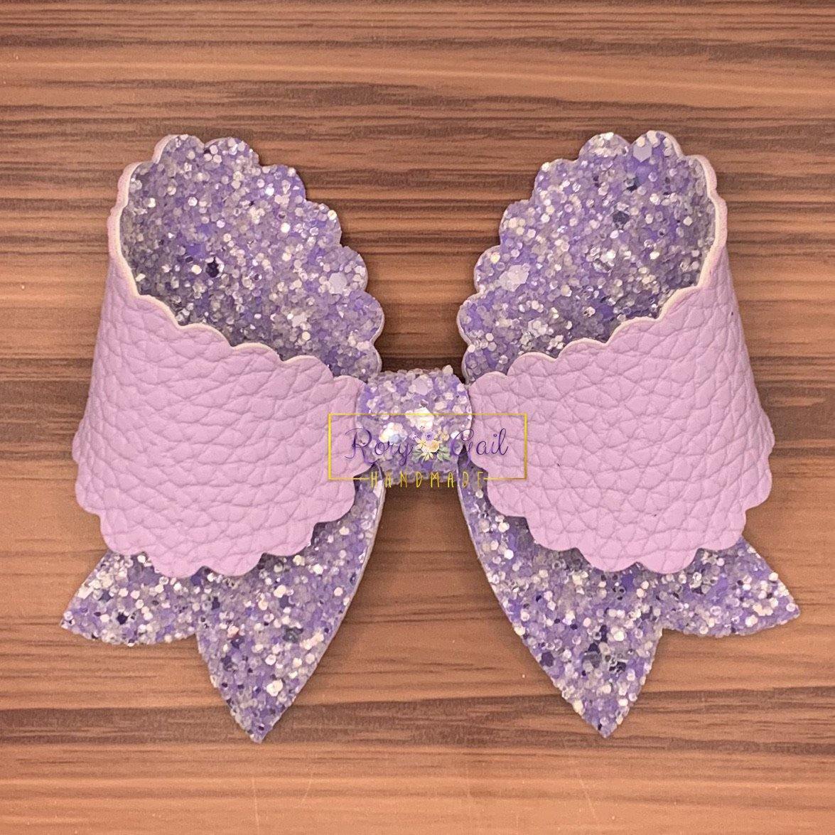 Rory Gail Handmade Bows Lilac Spring Solids 4 inch Fancy Scalloped Bow