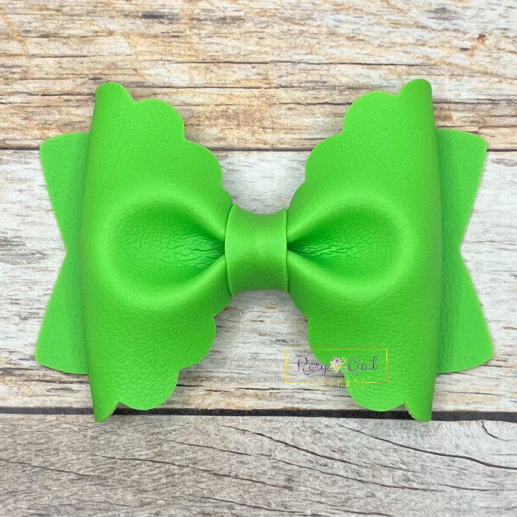 Rory Gail Handmade Bows Lime Green 3.5 inch Scalloped Pinch Bow