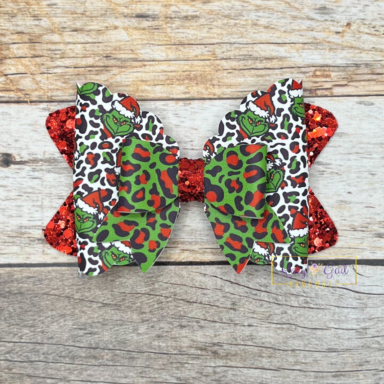 Rory Gail Handmade Bows Mean Leopard Christmas 3.5 inch Magnolia Bow