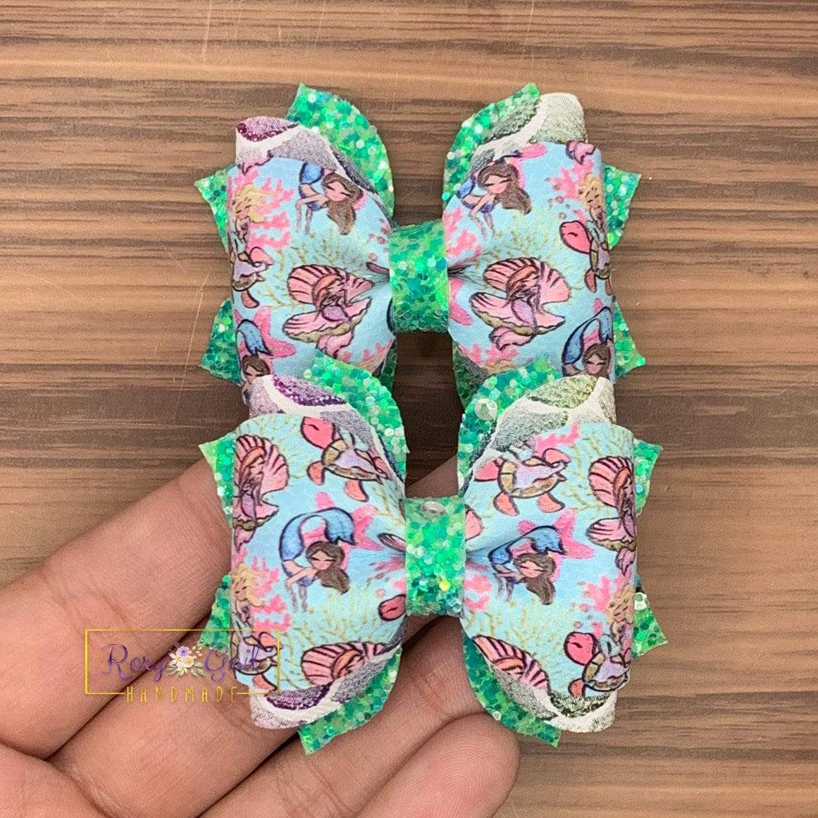 Rory Gail Handmade Bows Mermaid 2.5 inch Phoebe Piggies
