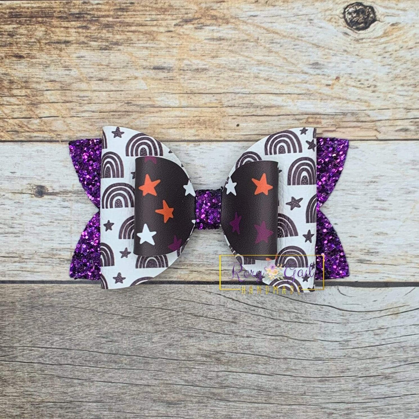 Rory Gail Handmade Bows Monochrome Rainbows 4” Double Diva Bow