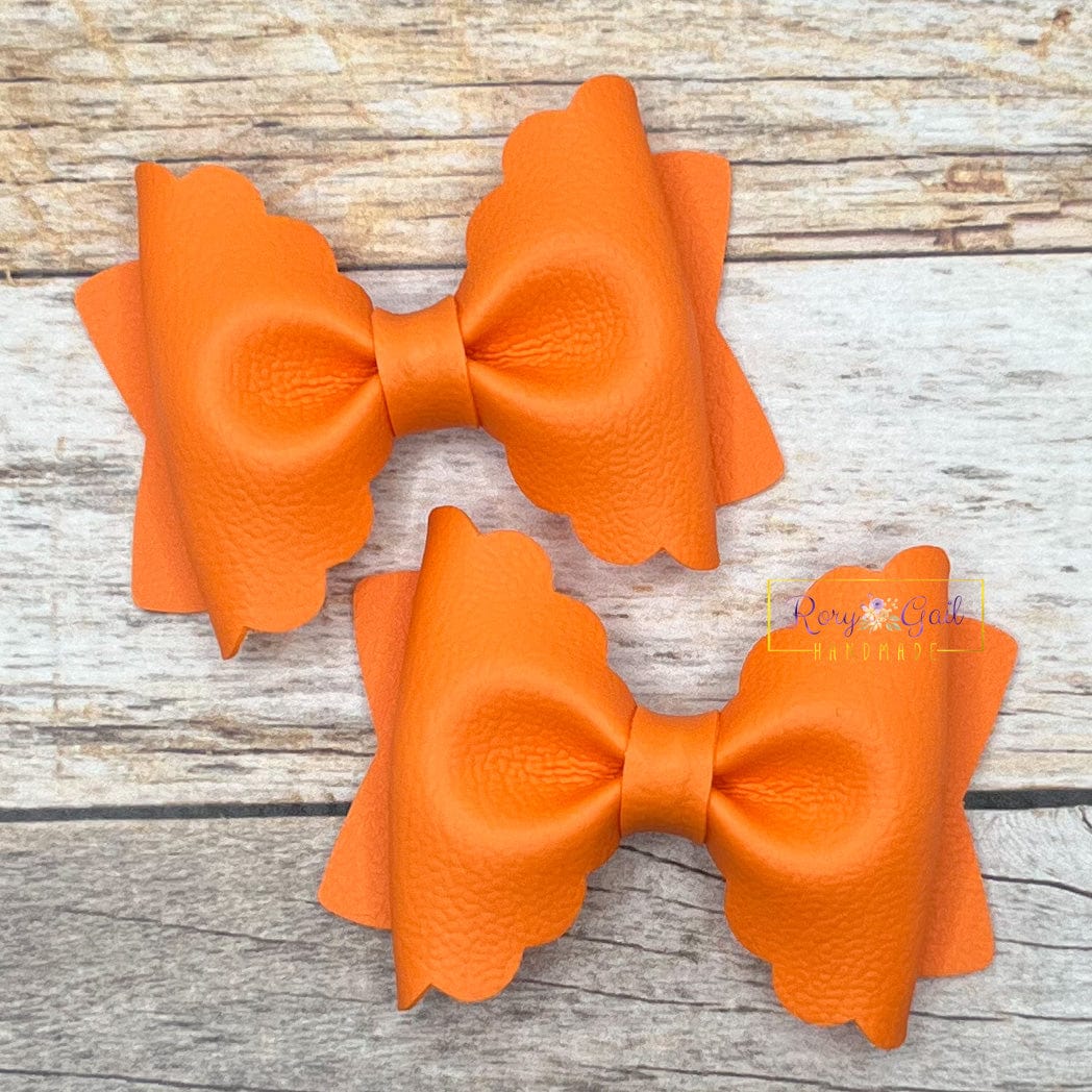 Rory Gail Handmade Bows Orange 2.5 inch Scalloped Pinch Pigtail Hair Bows