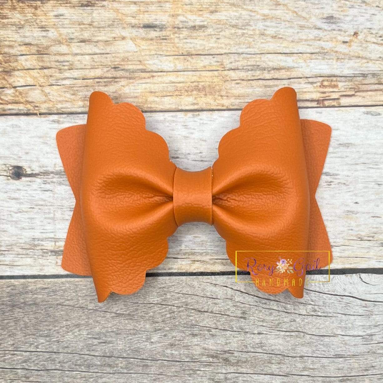 Rory Gail Handmade Bows Pumpkin Pie 3.5 inch Scalloped Pinch Bow