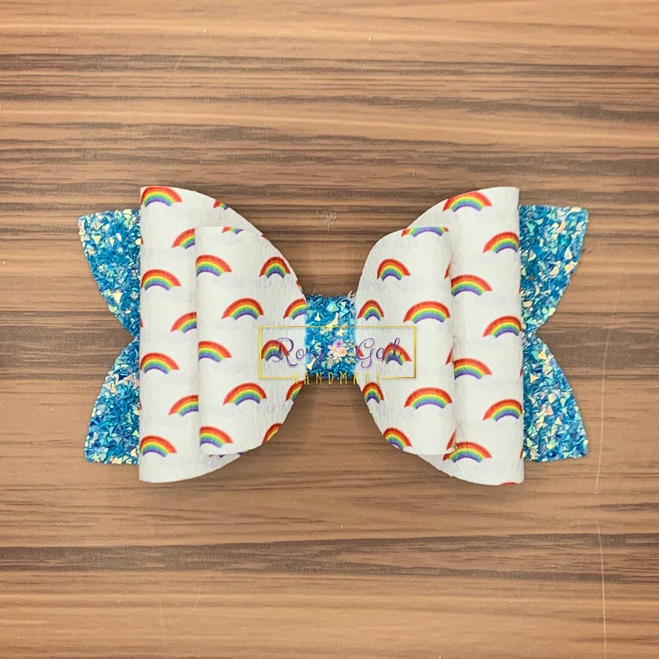 Rory Gail Handmade Bows Rainbow 4 inch Double Diva Bow