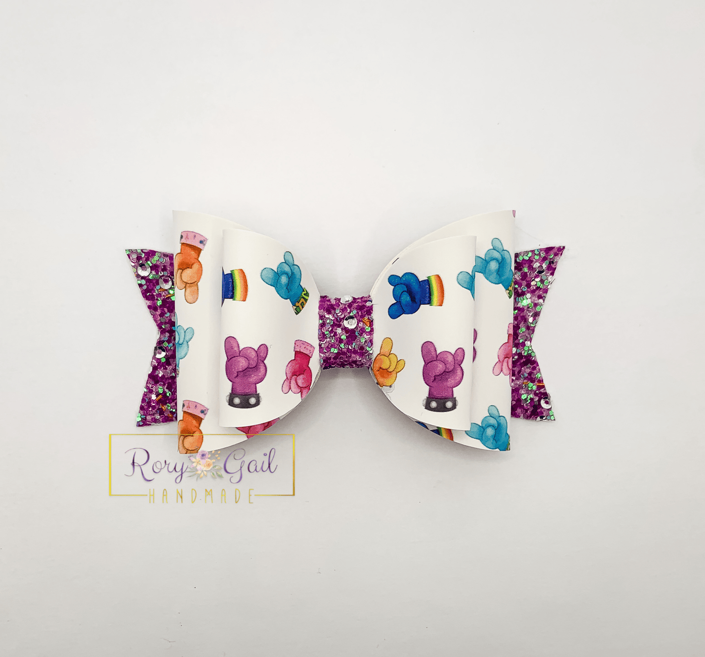 Rory Gail Handmade Bows Rock and Roll Troll-Inspired 4” Bow