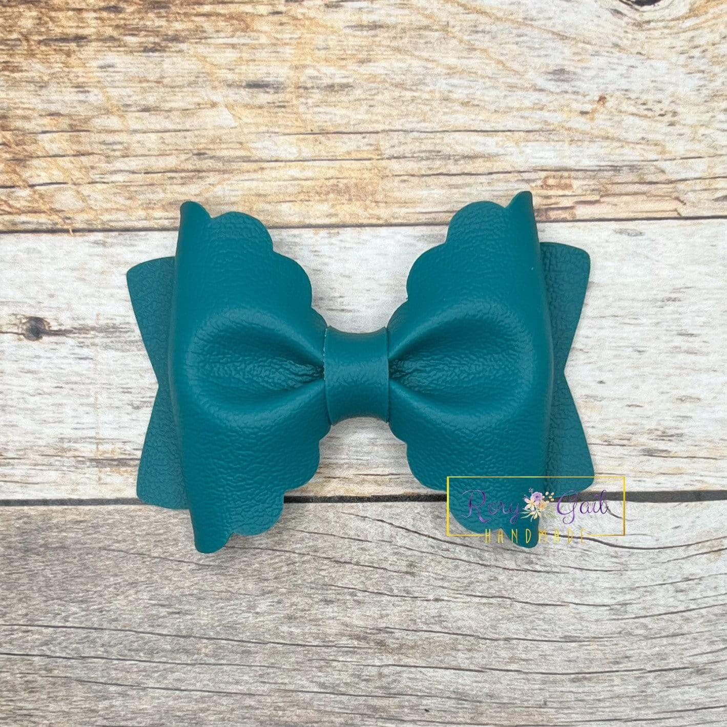 Rory Gail Handmade Bows Seafoam 3.5 inch Scalloped Pinch Bow