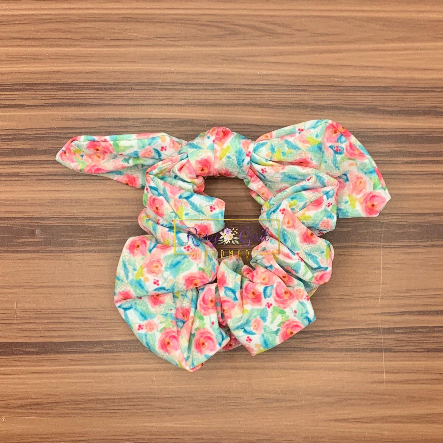 Rory Gail Handmade Bows Watercolor Floral Knotted Bow Scrunchies