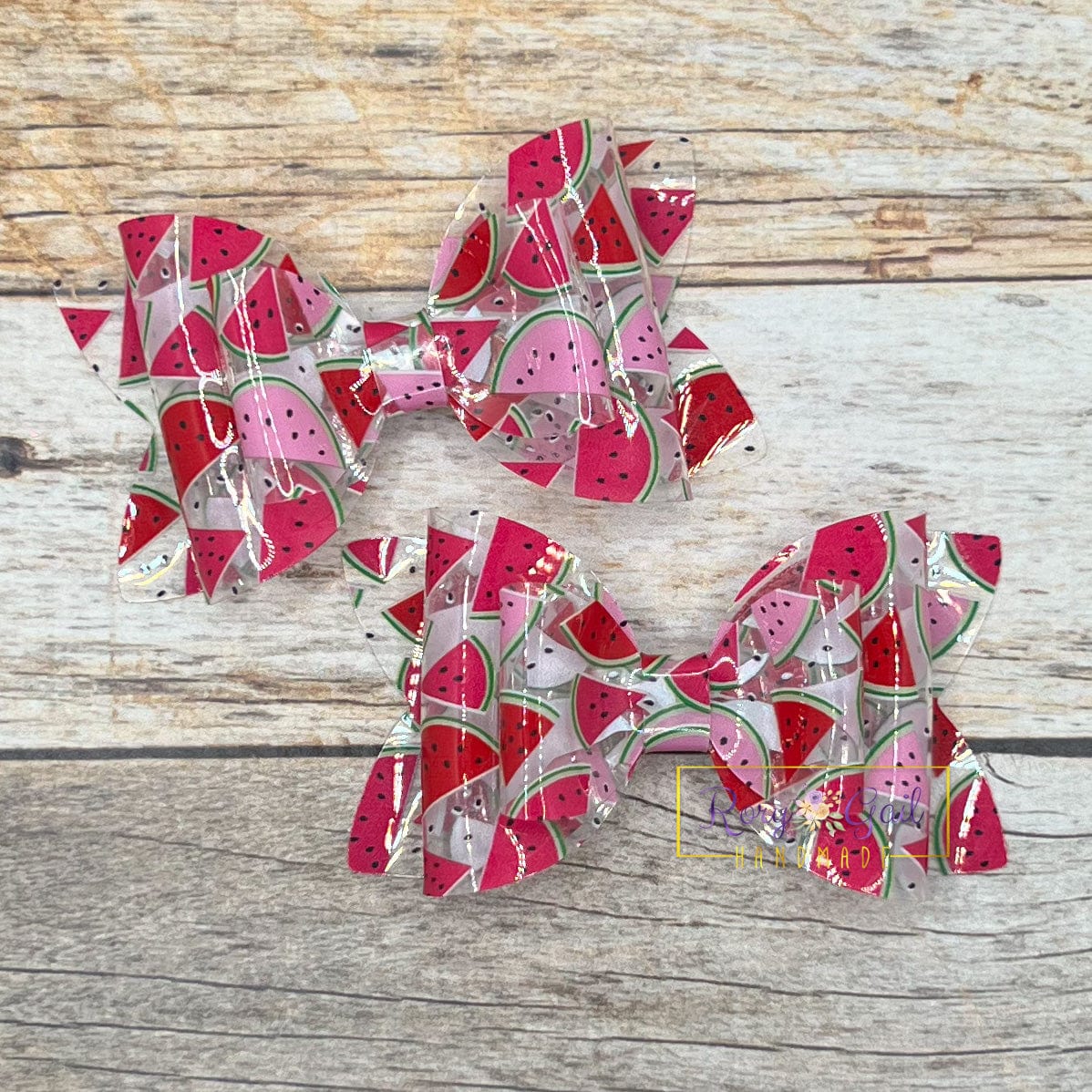Rory Gail Handmade Bows Watermelon Jelly 3” Double Diva Piggies
